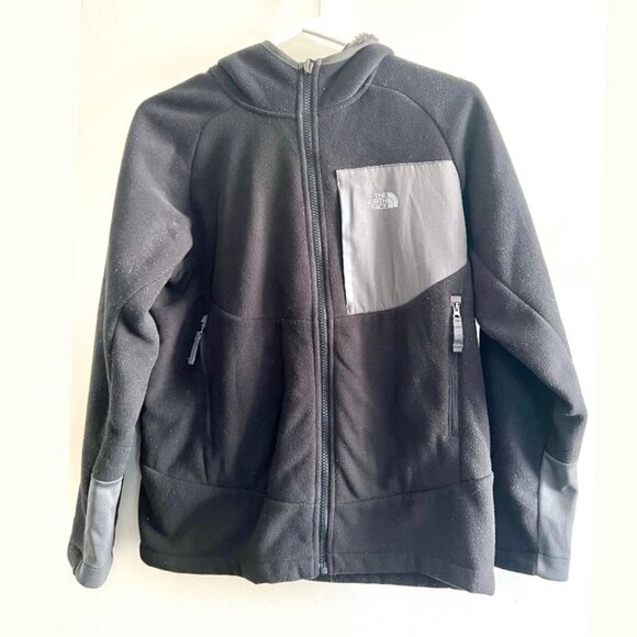 North Face ChimborazoHoodie Jacket Grey Black Boys L 14/16
